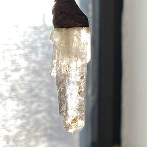 Terri Foss Clear Quartz Crystal Point Pendant Necklace